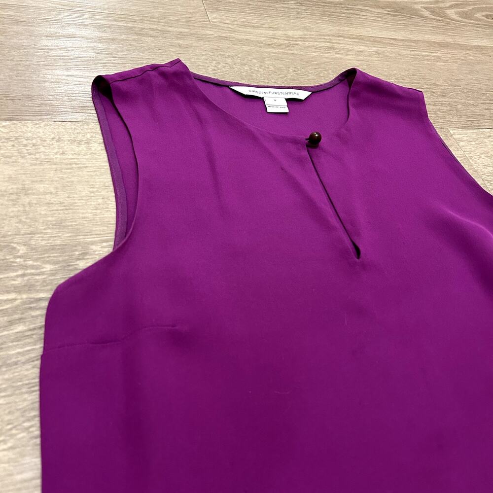 Alexandrie Silk Sleeveless Ruffle Tank Peplum Top Purple Amethyst P (XS) - Picture 12 of 14